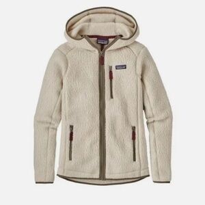 Patagonia Women’s Large Retro Pile Fleece Hoodie Full Zip Jacket Cream size M